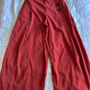 Zara Red Wide-Leg Pants
